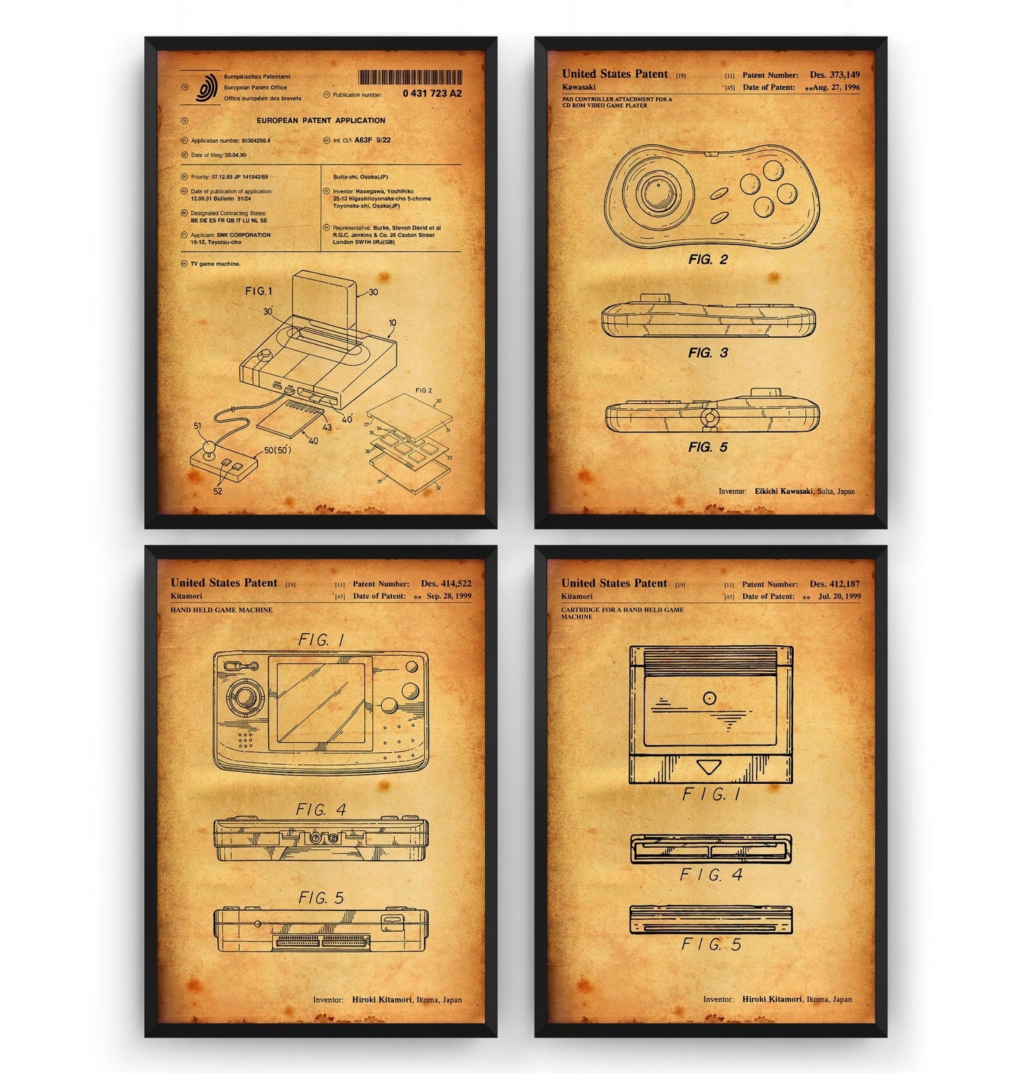 Neo Geo Set Of 4 Patent Prints - Magic Posters