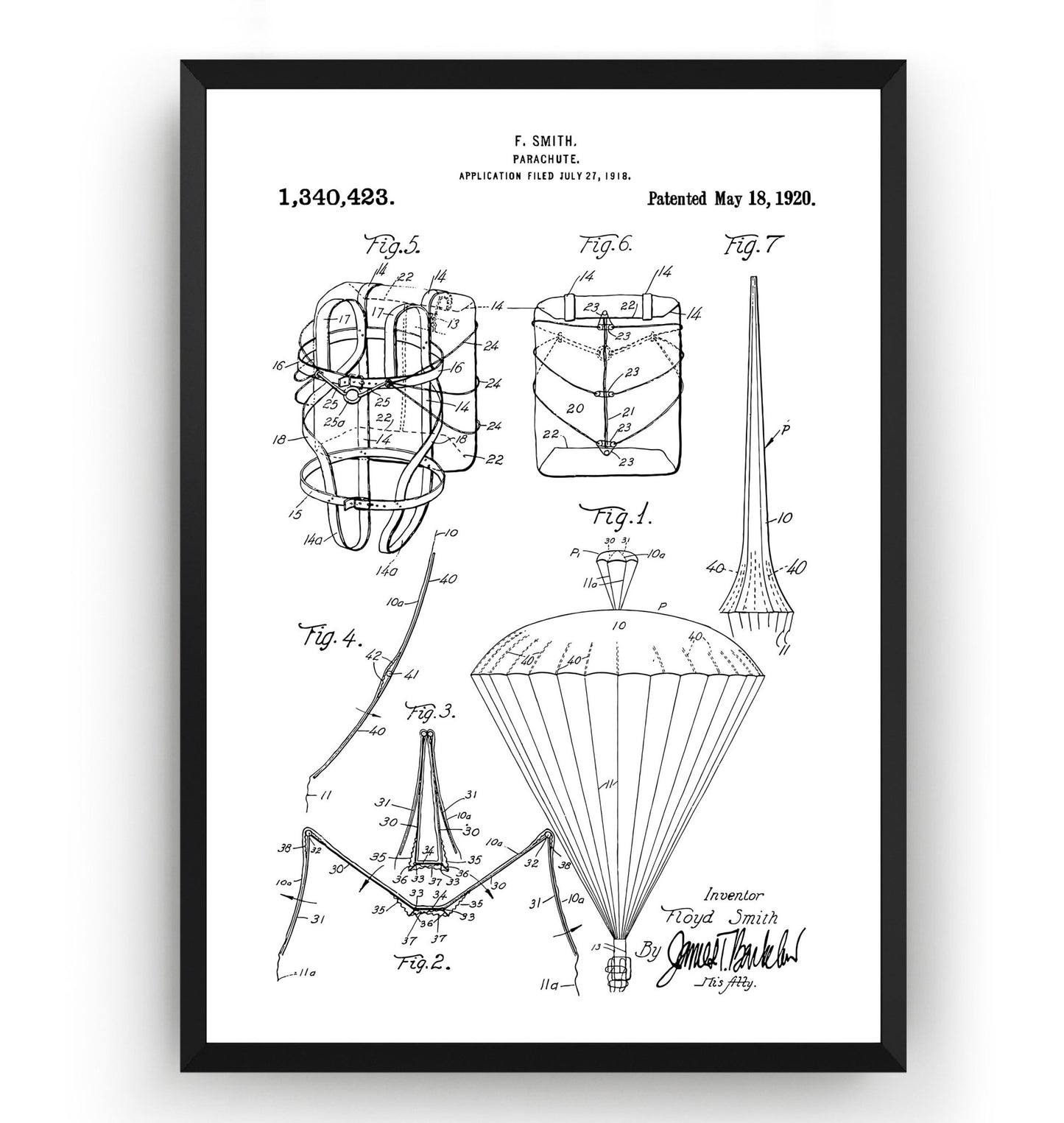 Parachute 1920 Patent Print - Magic Posters