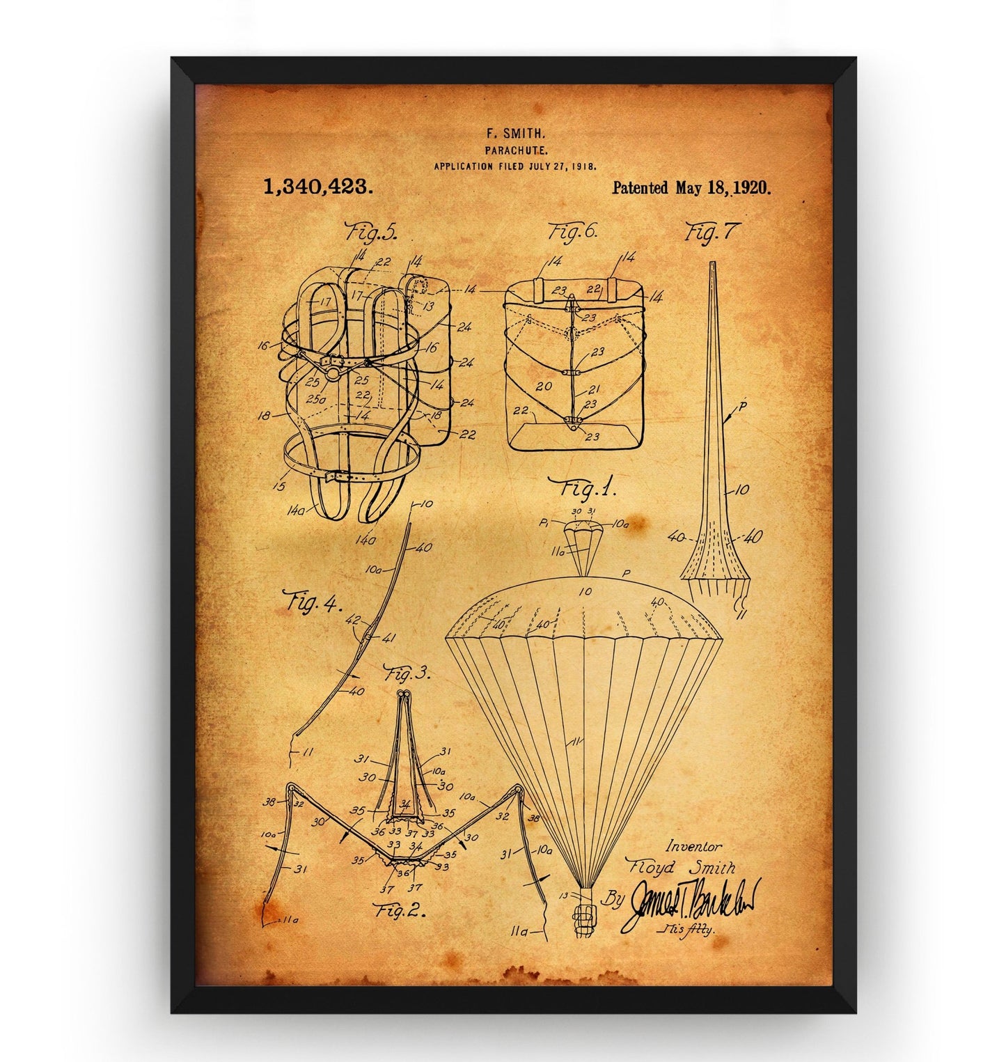 Parachute 1920 Patent Print - Magic Posters