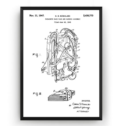 Parachute Backpack 1945 Patent Print - Magic Posters