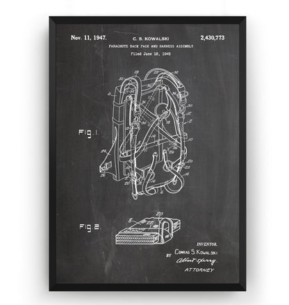 Parachute Backpack 1945 Patent Print - Magic Posters