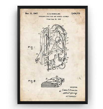 Parachute Backpack 1945 Patent Print - Magic Posters