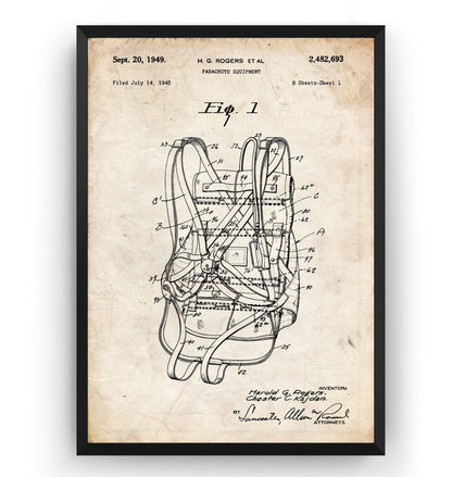 Parachute Equipment 1949 Patent Print - Magic Posters