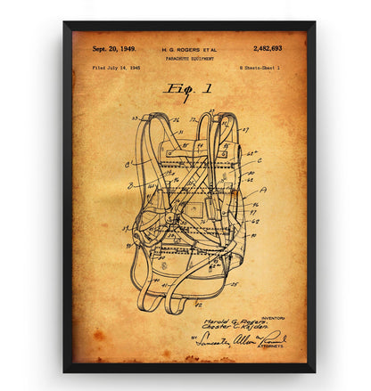 Parachute Equipment 1949 Patent Print - Magic Posters