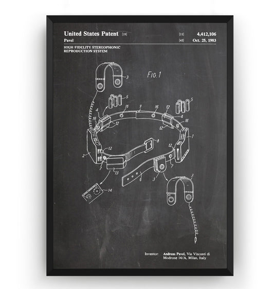 Pavel Stereobelt 1983 Patent Print - Magic Posters