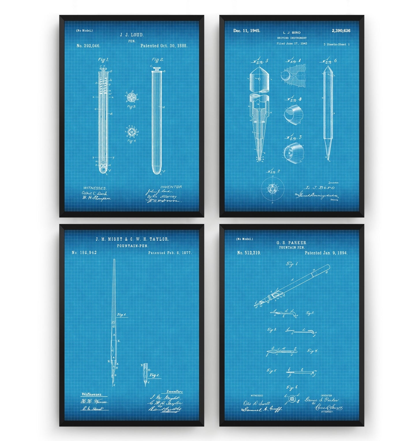 Pen Set Of 4 Patent Prints - Magic Posters