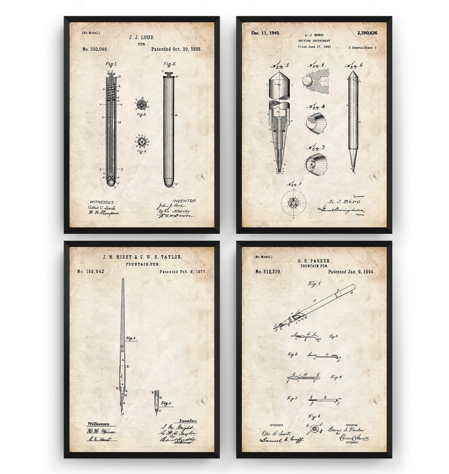 Pen Set Of 4 Patent Prints - Magic Posters