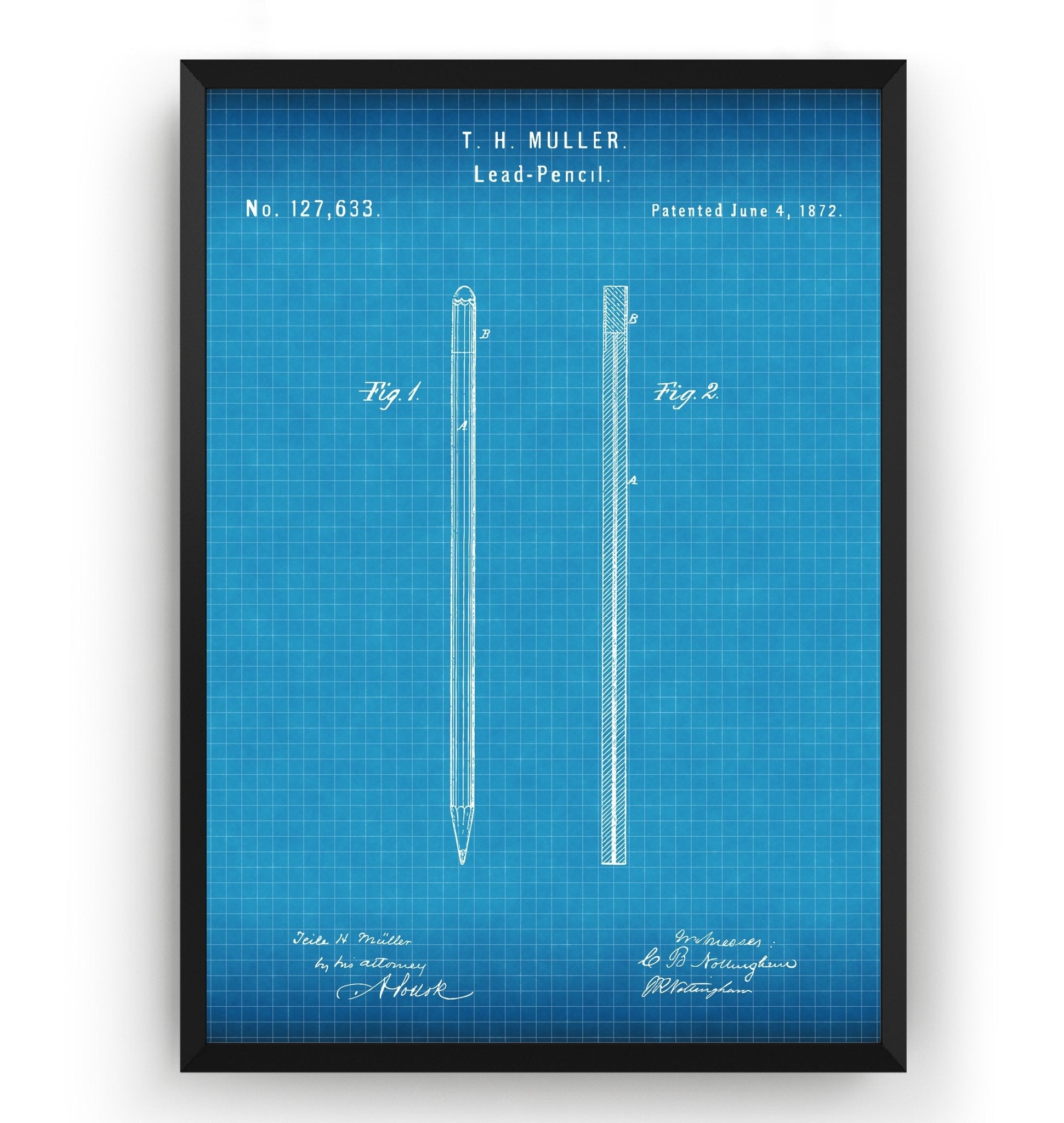 Pencil 1872 Patent Print - Magic Posters