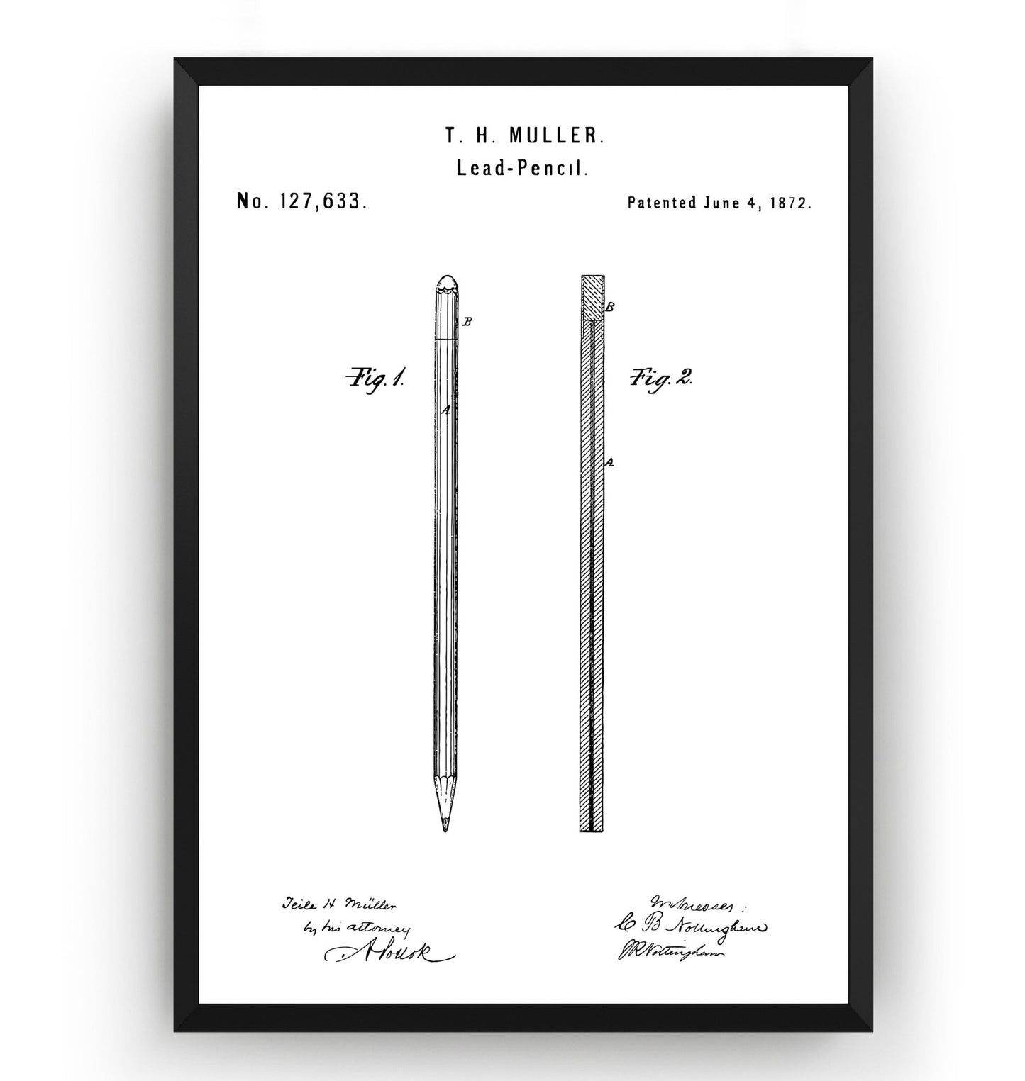 Pencil 1872 Patent Print - Magic Posters