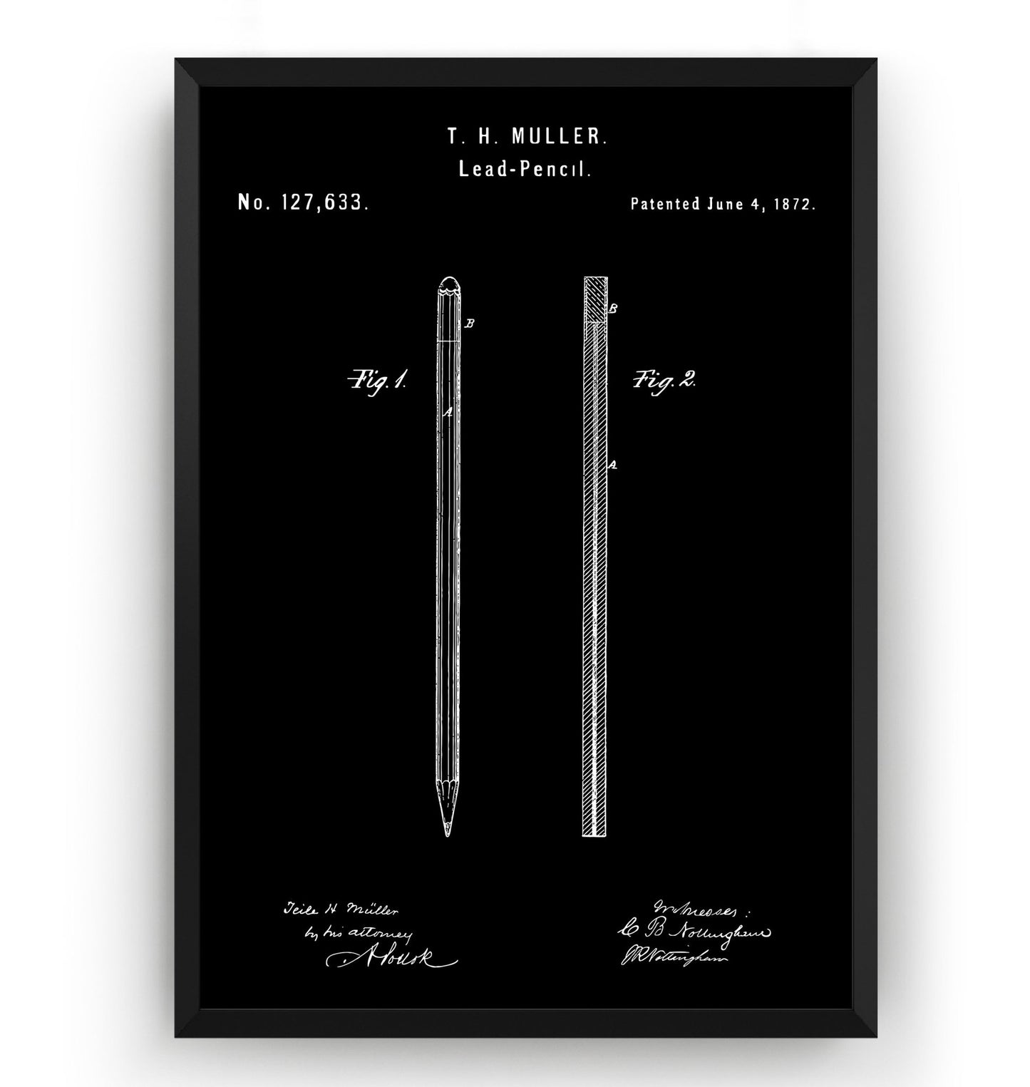 Pencil 1872 Patent Print - Magic Posters