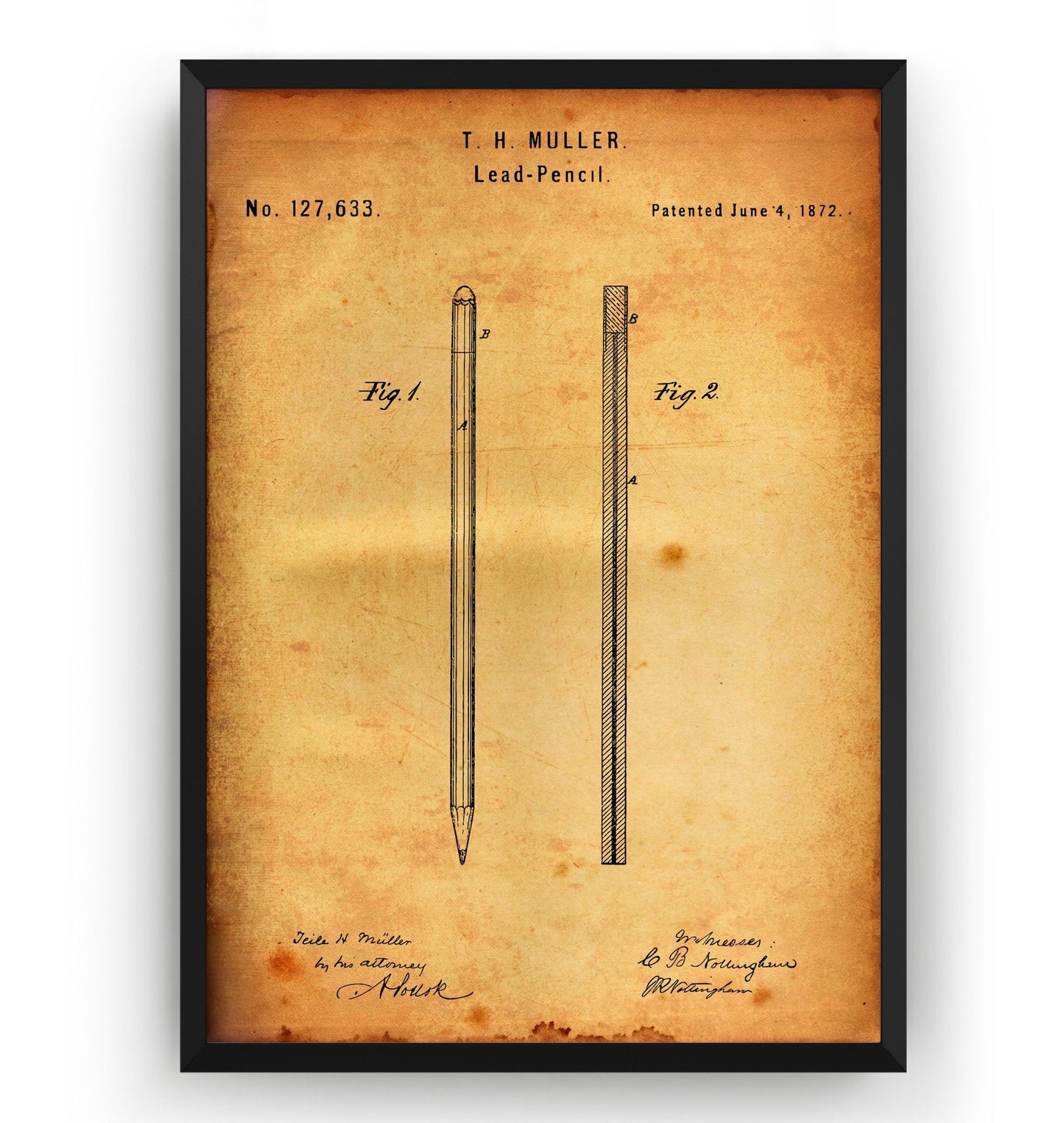 Pencil 1872 Patent Print - Magic Posters