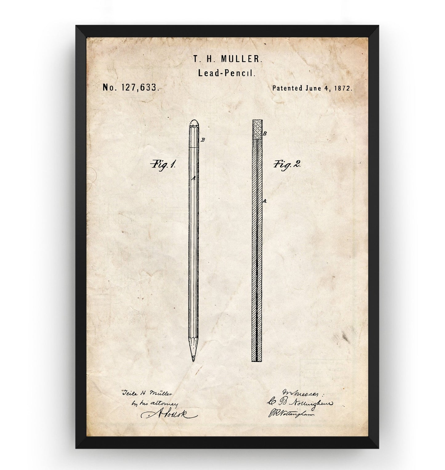 Pencil 1872 Patent Print - Magic Posters