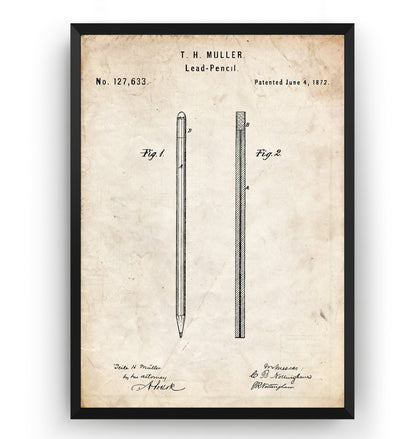 Pencil 1872 Patent Print - Magic Posters