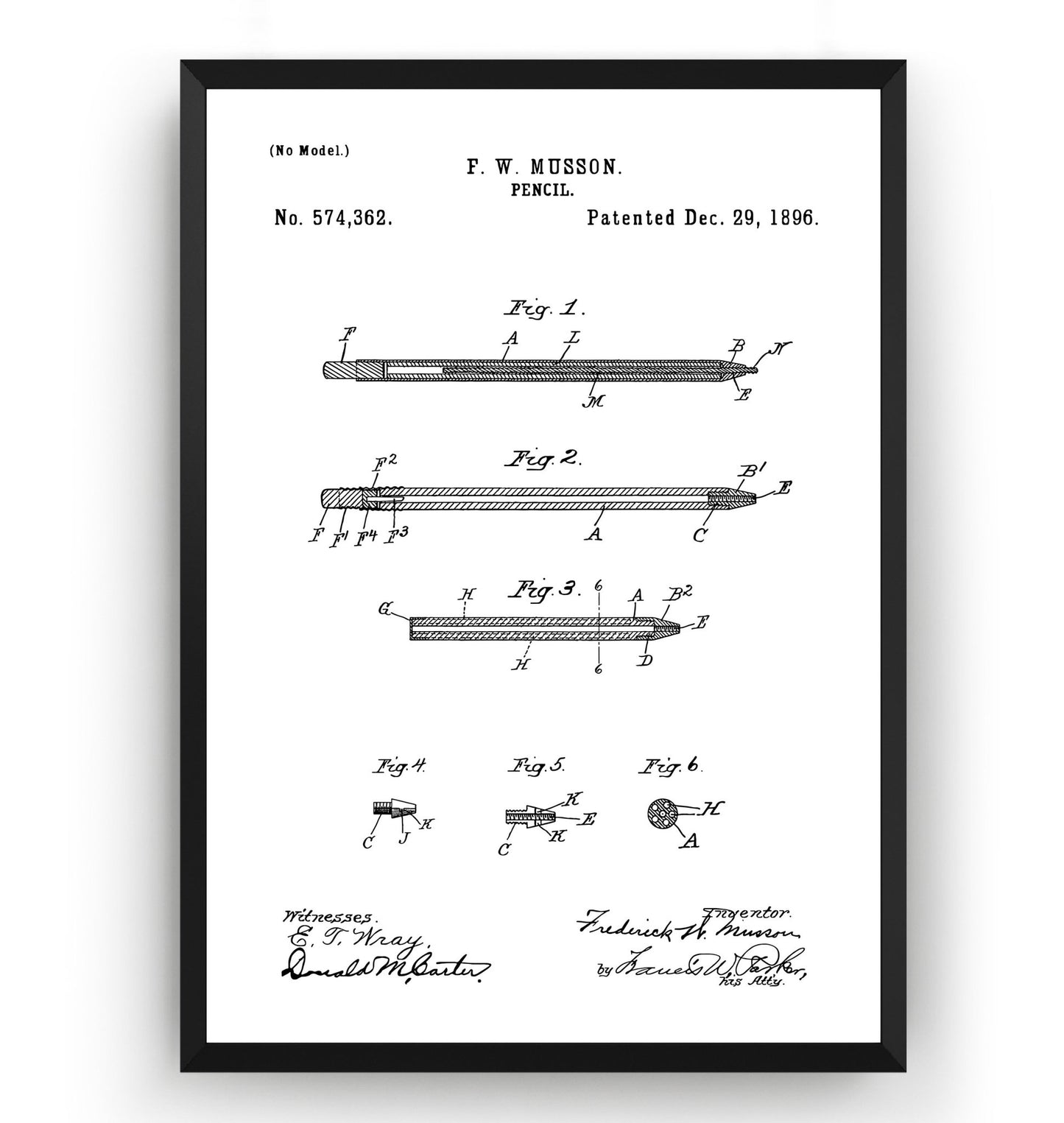 Pencil 1896 Patent Print - Magic Posters