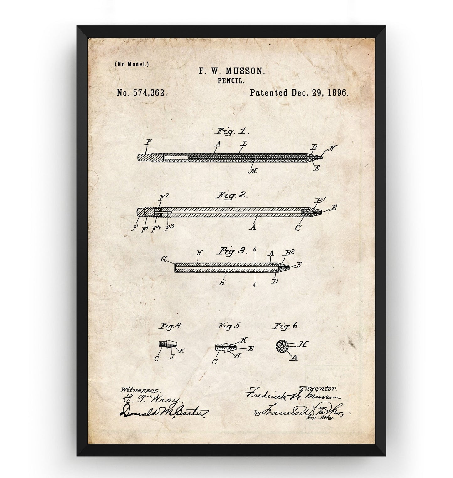 Pencil 1896 Patent Print - Magic Posters