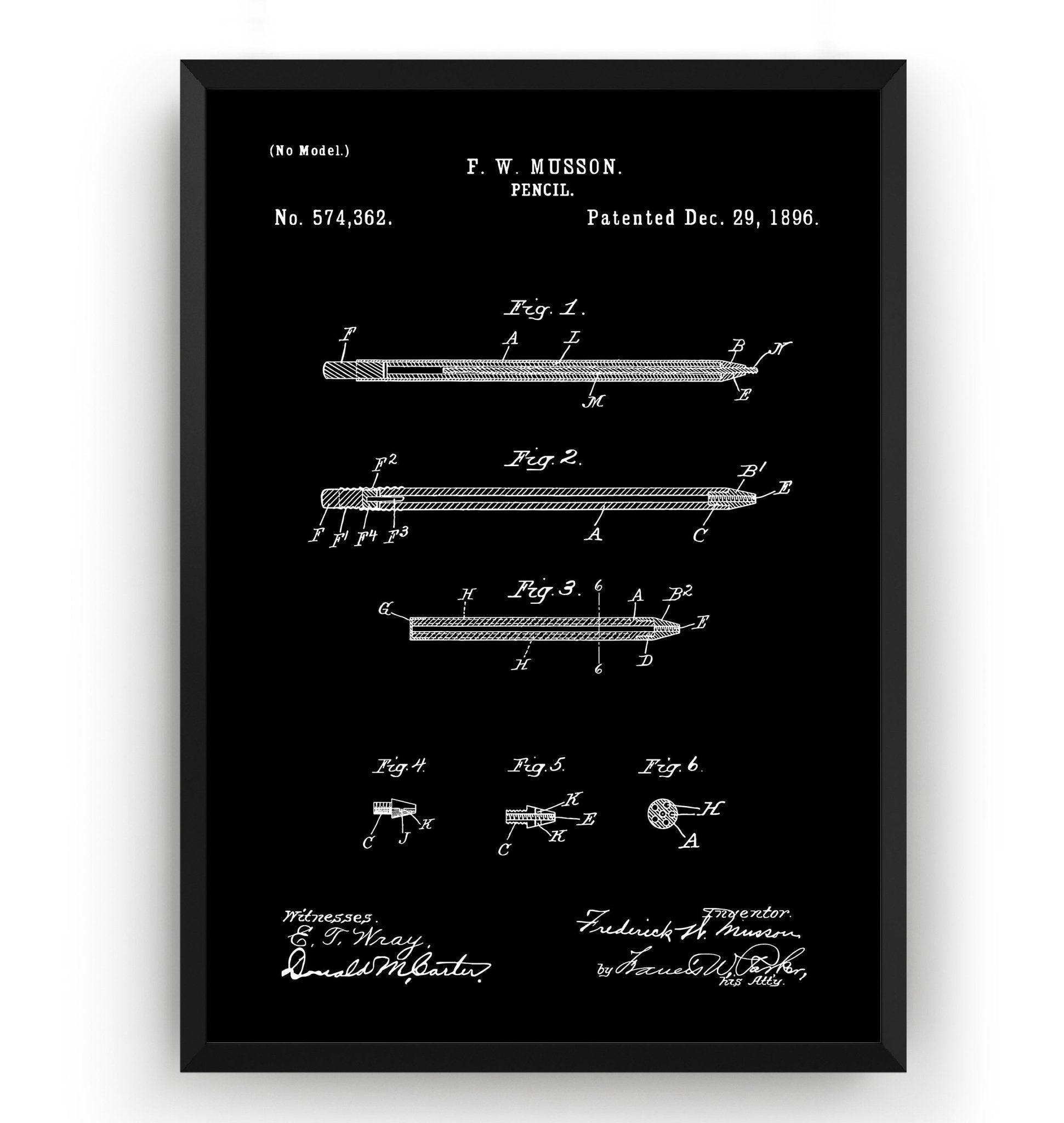 Pencil 1896 Patent Print - Magic Posters