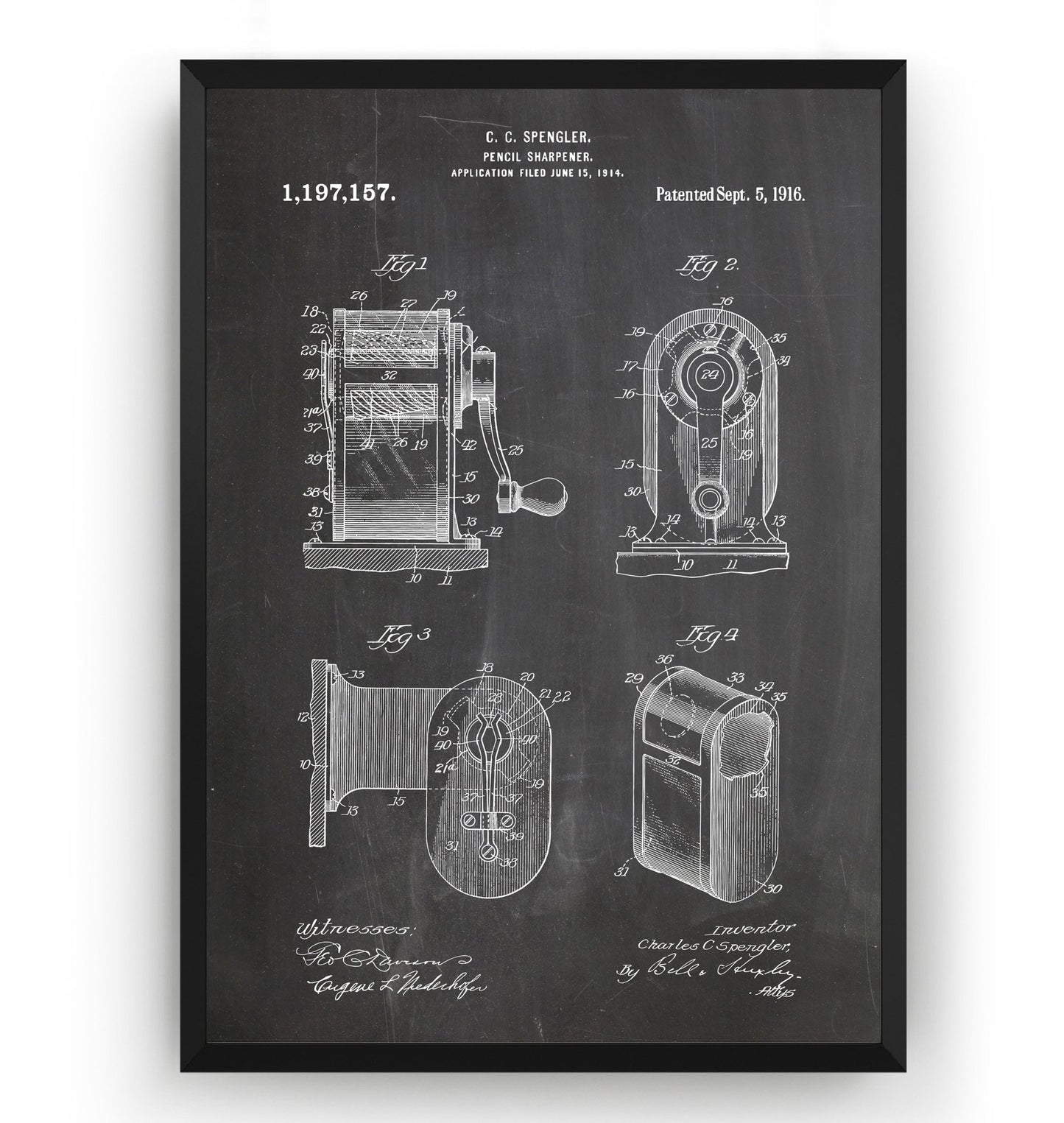 Pencil Sharpener 1914 Patent Print - Magic Posters