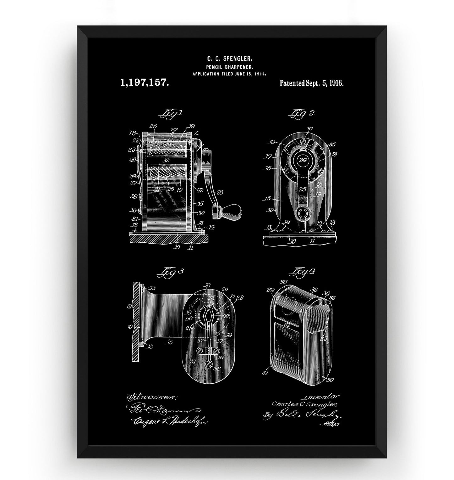 Pencil Sharpener 1914 Patent Print - Magic Posters