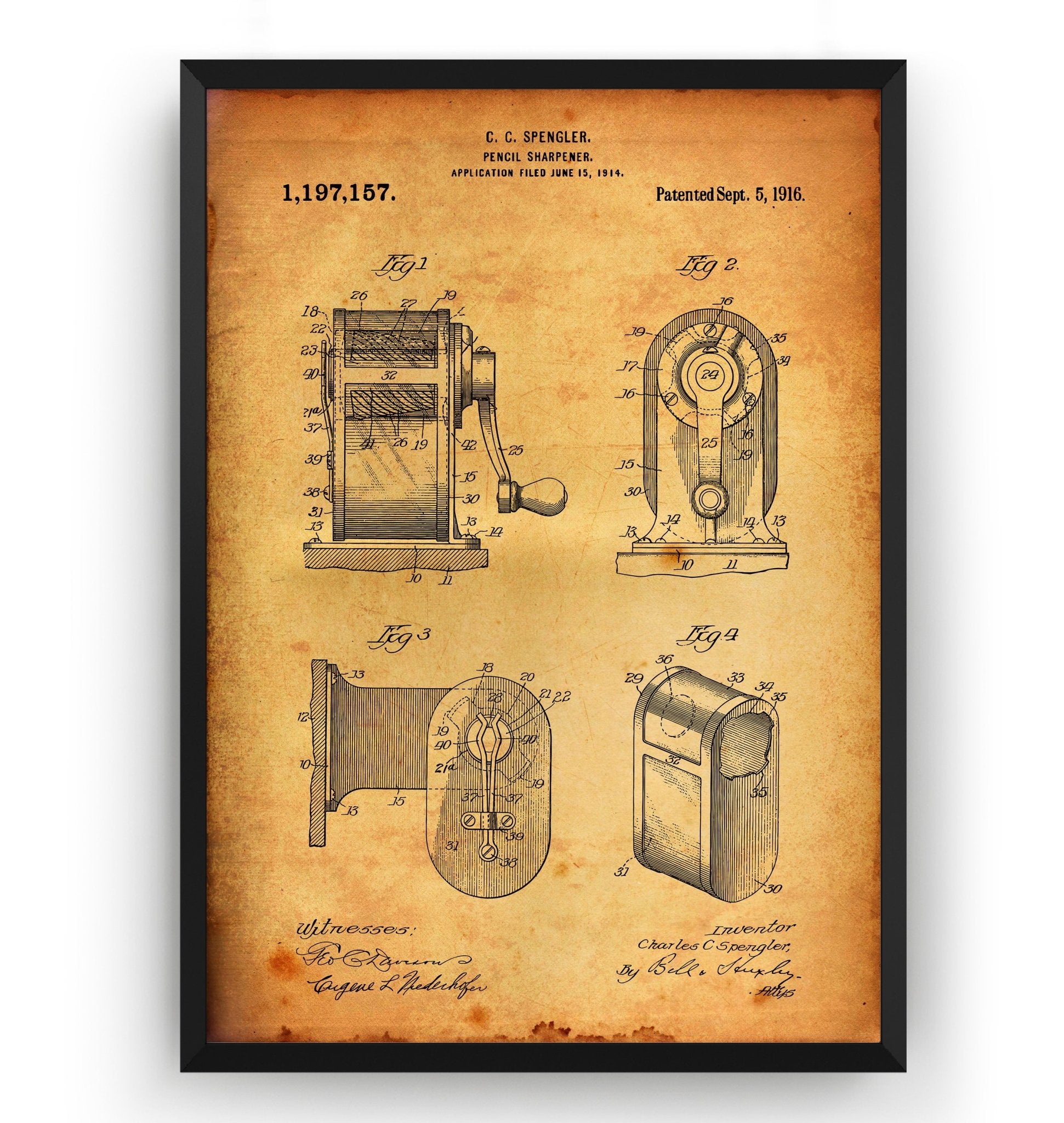 Pencil Sharpener 1914 Patent Print - Magic Posters