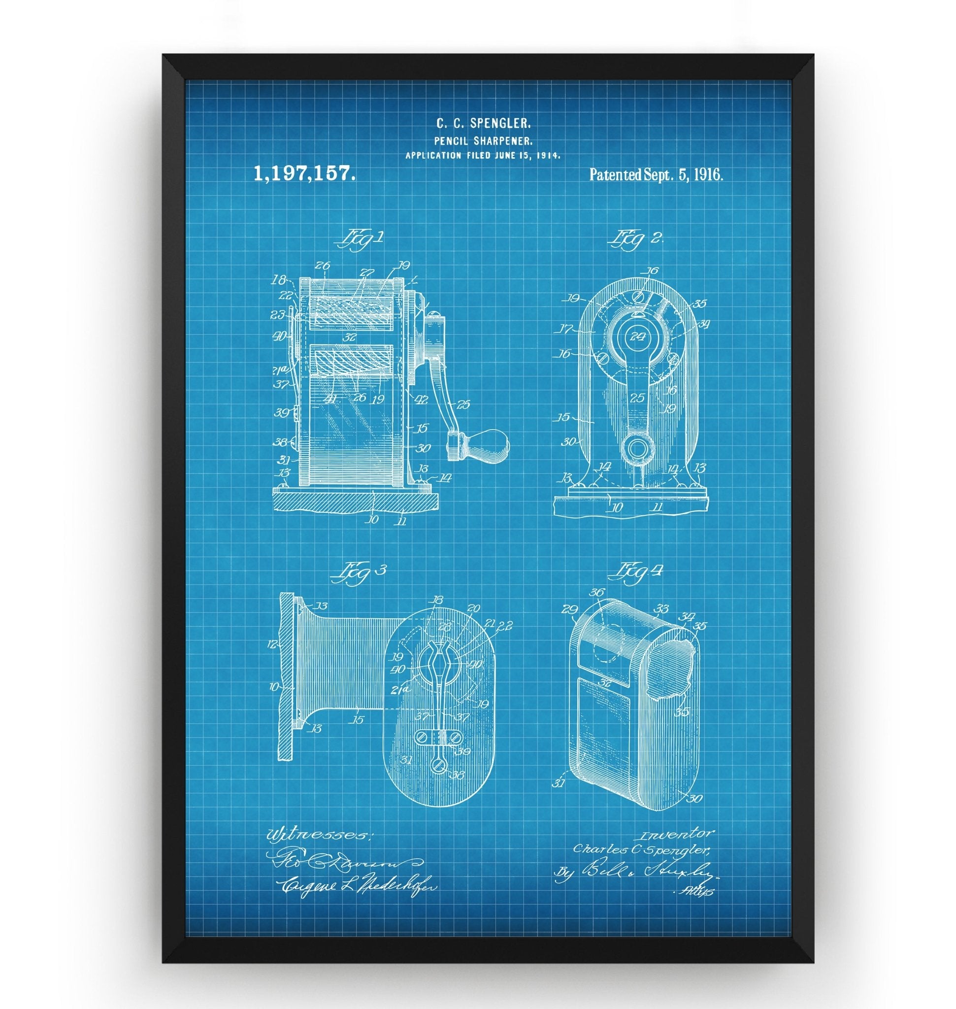 Pencil Sharpener 1914 Patent Print - Magic Posters