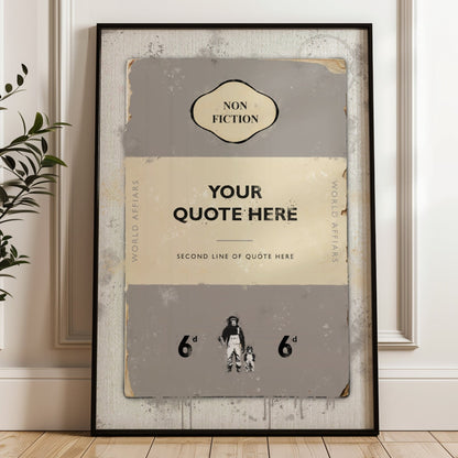 Personalised Book Cover Art Print (Grey) - Magic Posters