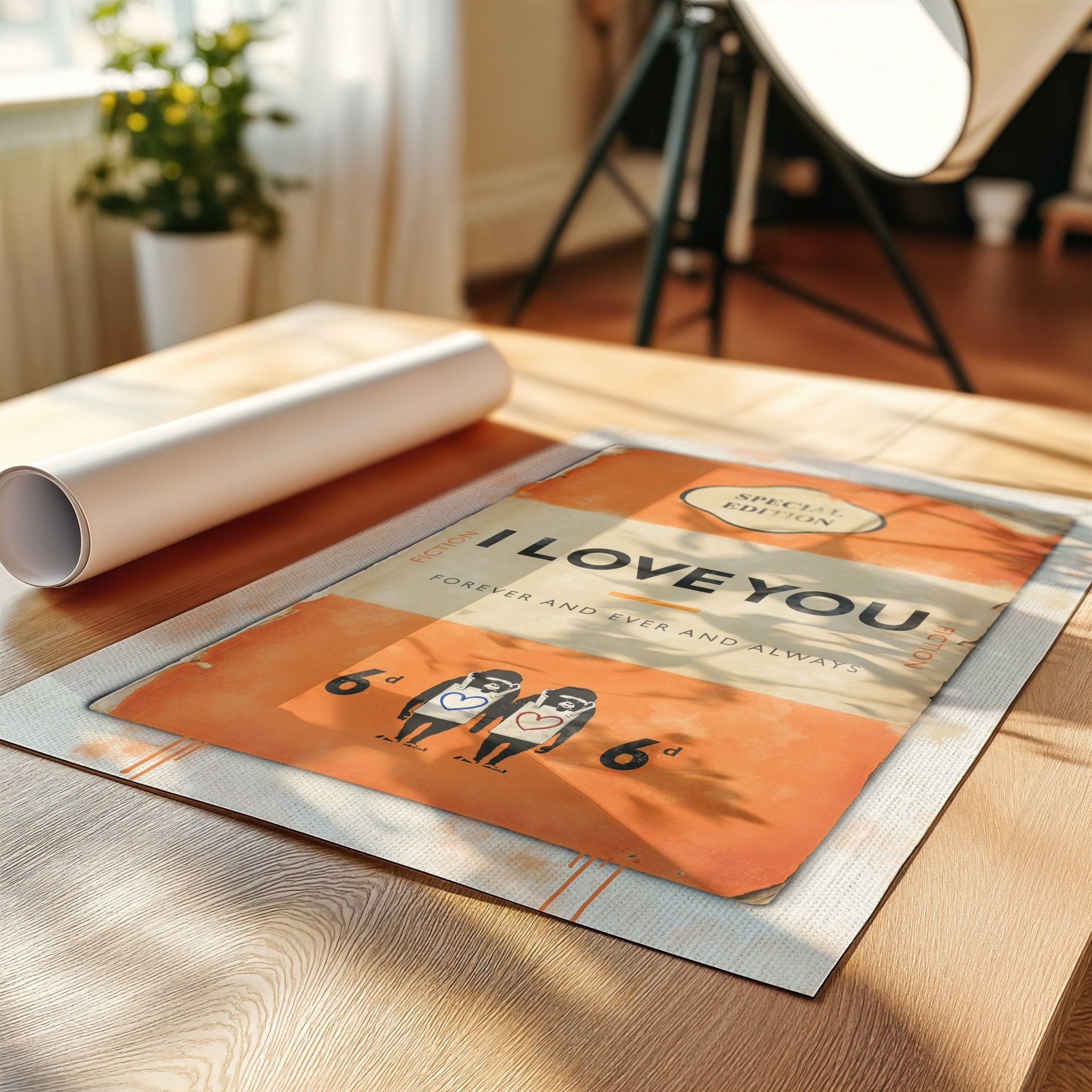 Personalised Book Cover Art Print (Orange) - Magic Posters