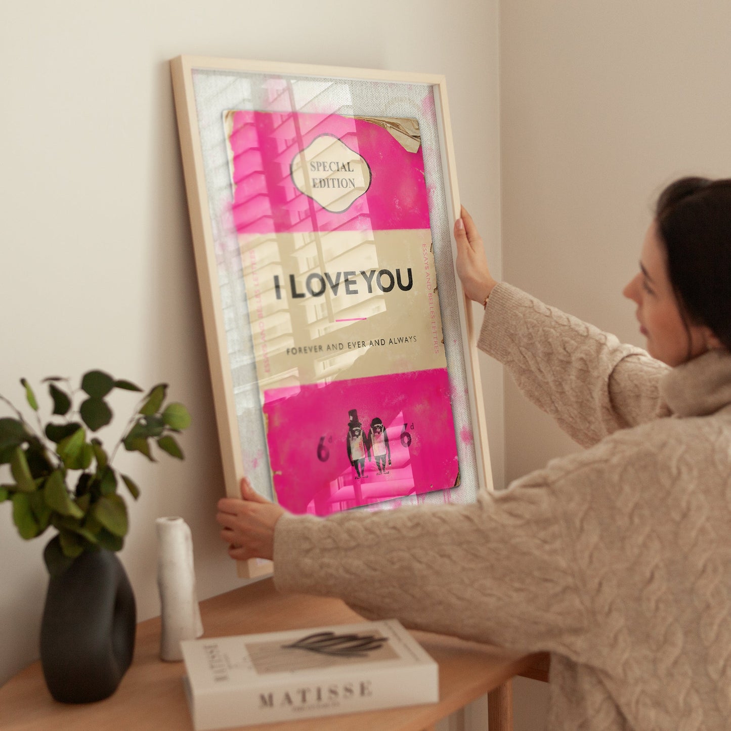 Personalised Book Cover Art Print (Pink) - Magic Posters