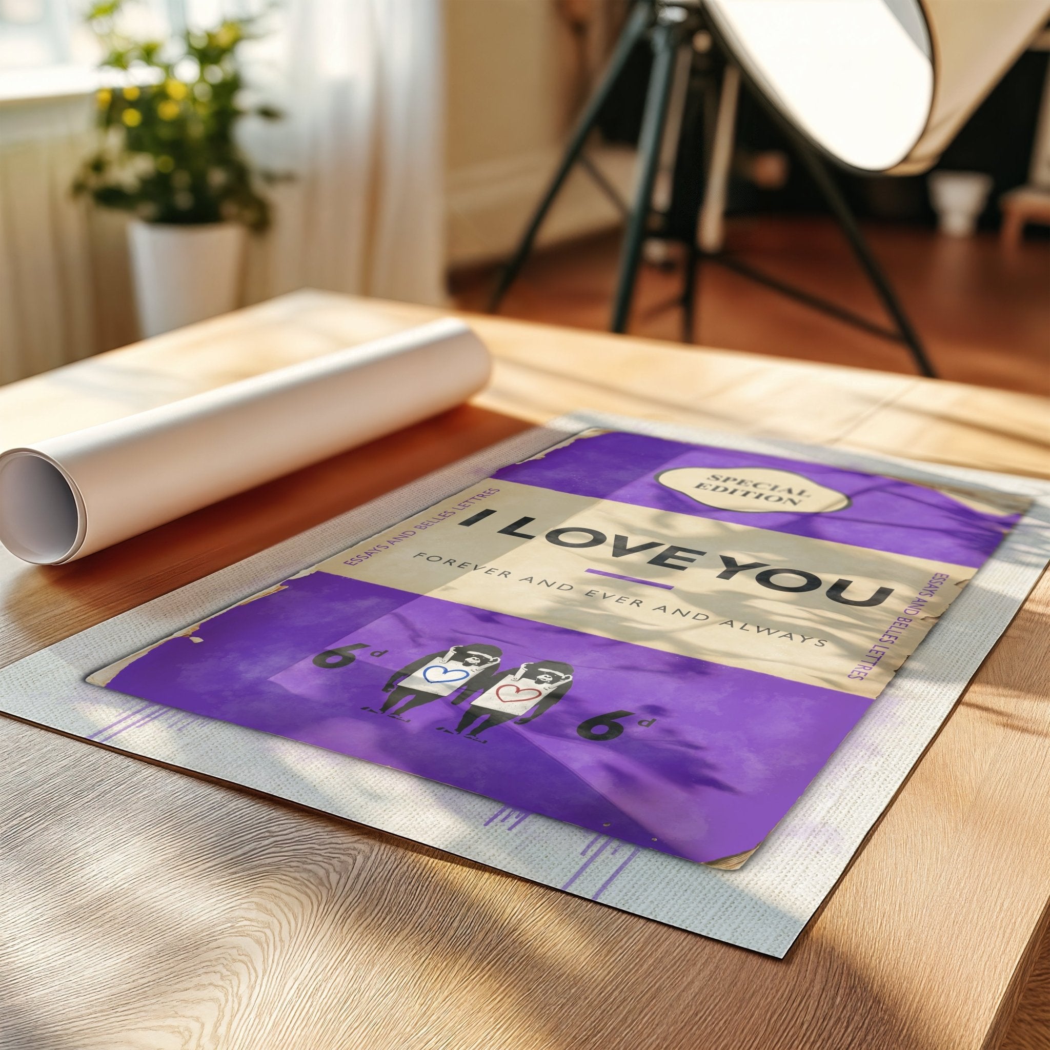 Personalised Book Cover Art Print (Purple) - Magic Posters