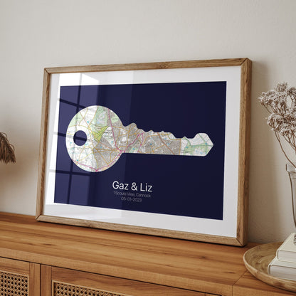 Personalised Door Key New Home Map Print - Magic Posters