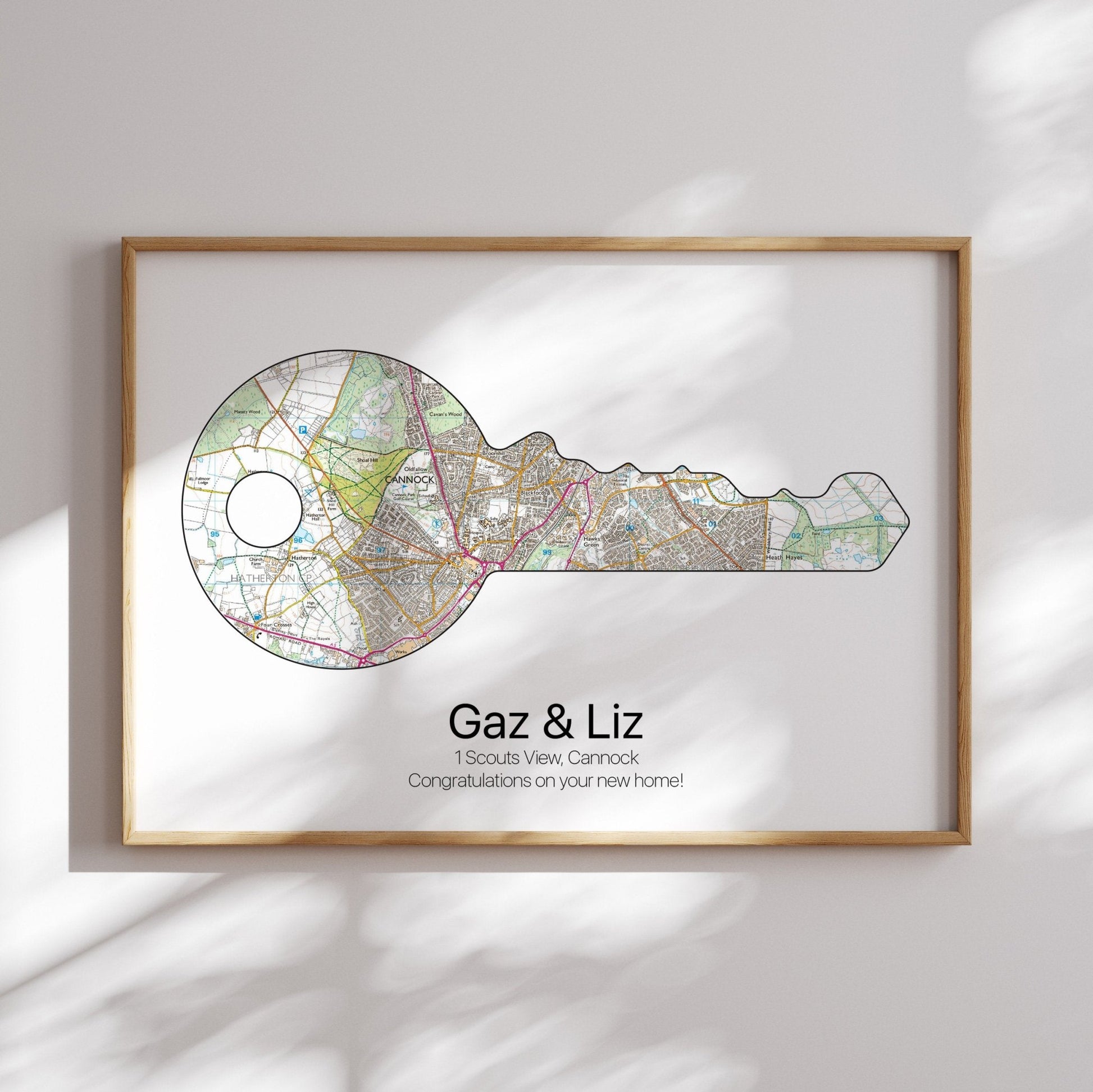 Personalised Door Key New Home Map Print - Magic Posters