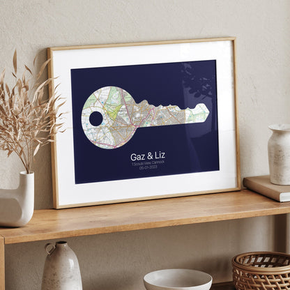 Personalised Door Key New Home Map Print - Magic Posters