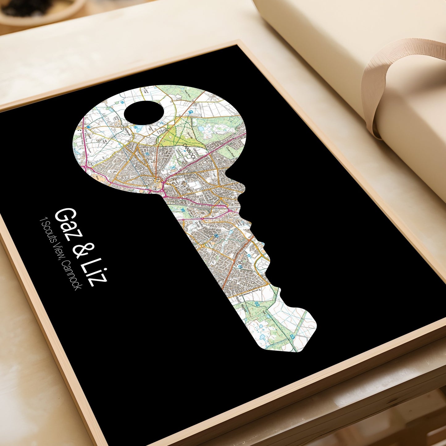 Personalised Door Key New Home Map Print - Magic Posters