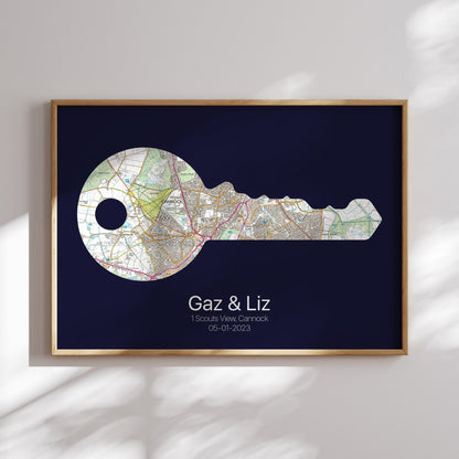 Personalised Door Key New Home Map Print - Magic Posters