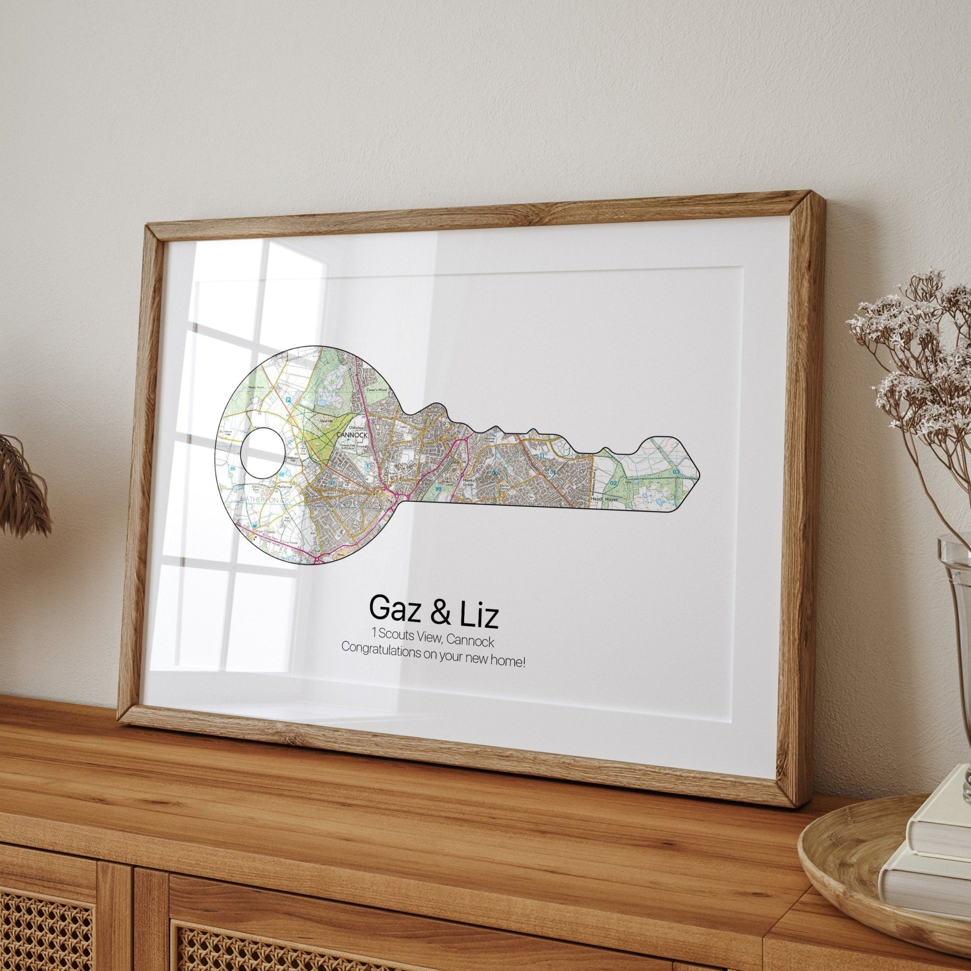 Personalised Door Key New Home Map Print - Magic Posters