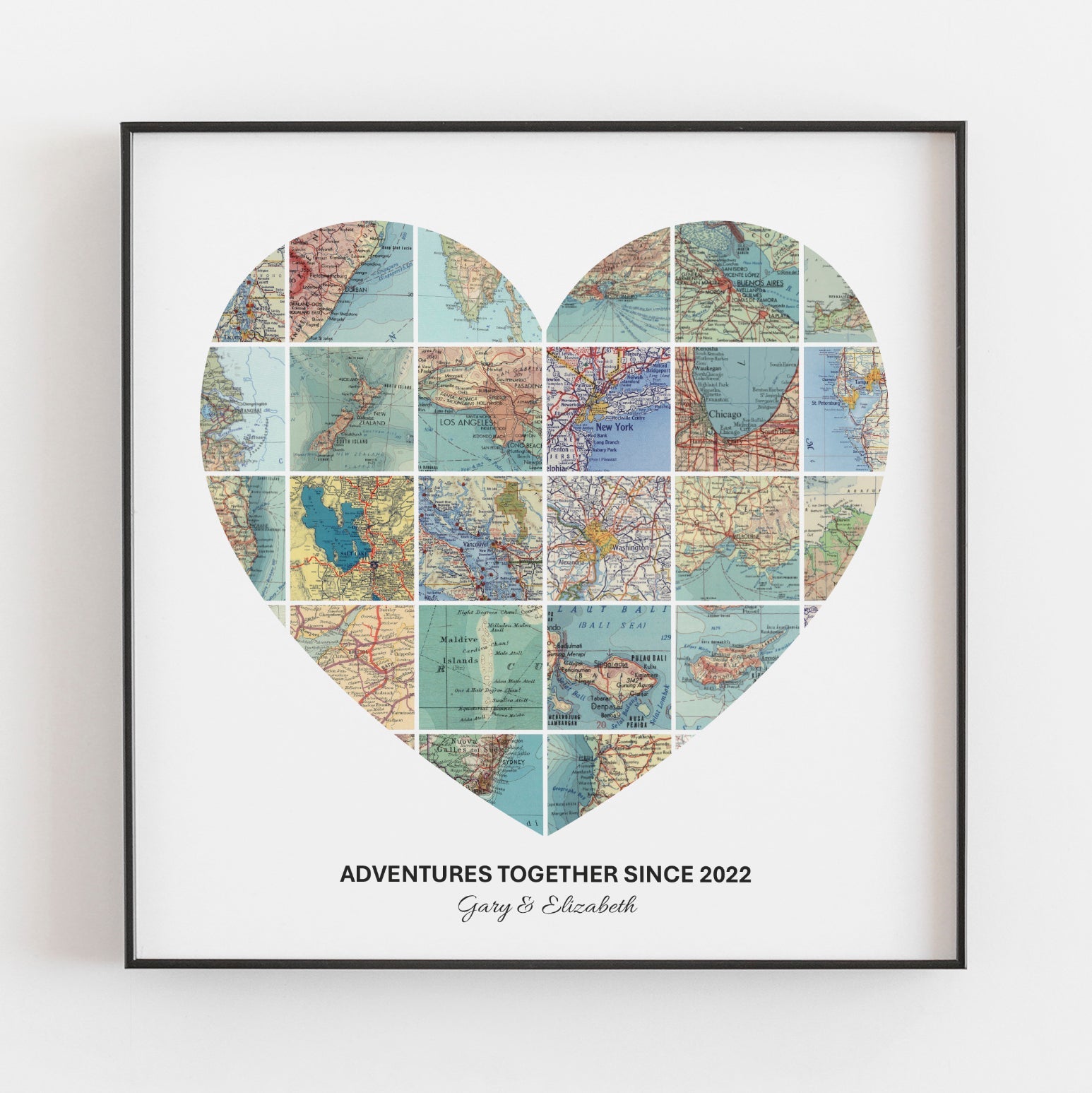 Personalised Travel Map Heart Print - Magic Posters