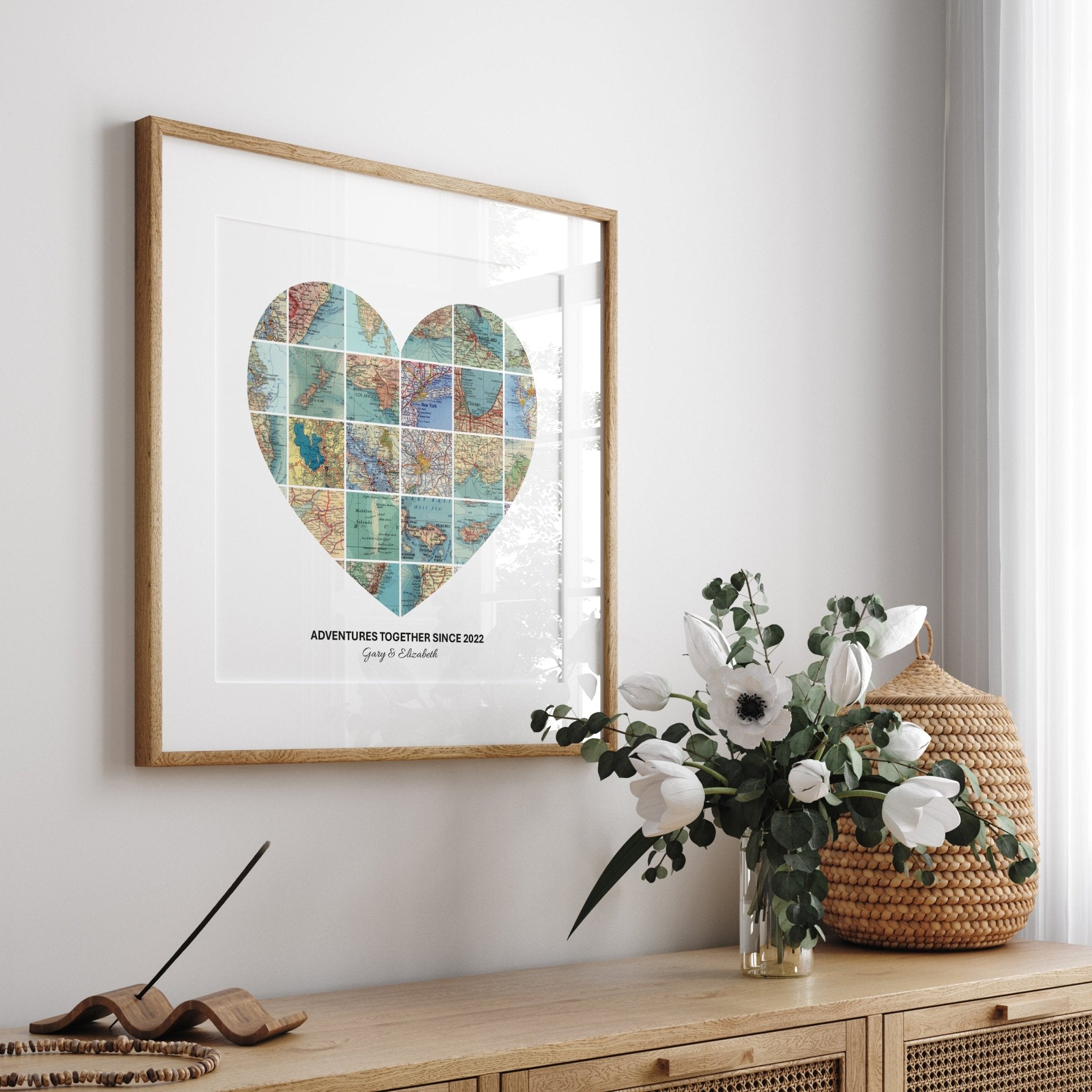 Personalised Travel Map Heart Print - Magic Posters