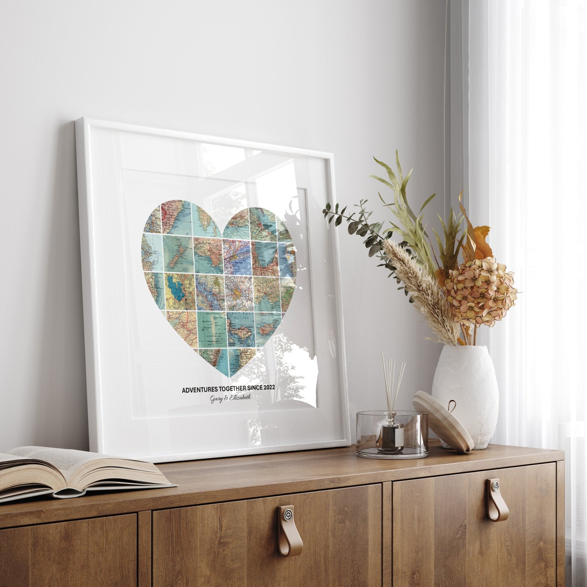 Personalised Travel Map Heart Print - Magic Posters