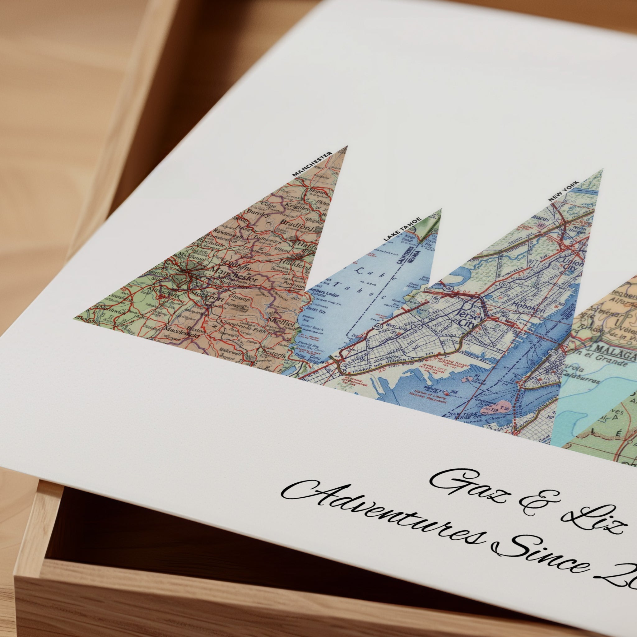 Personalised Travel Map Mountain Print - Magic Posters