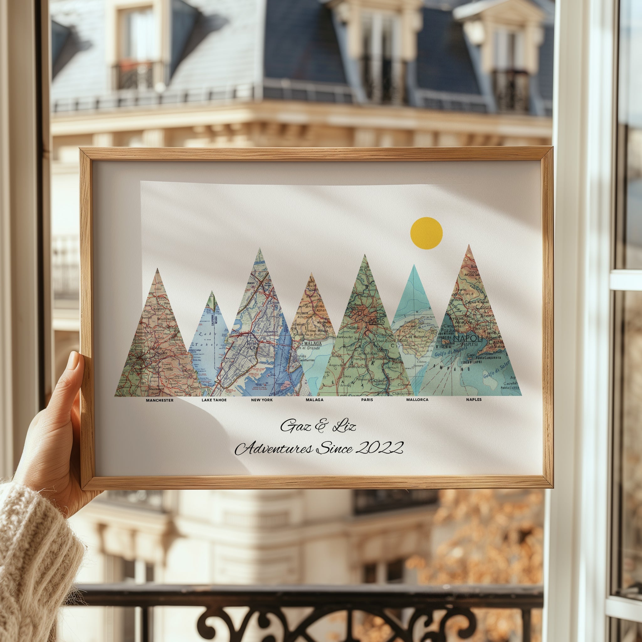 Personalised Travel Map Mountain Print - Magic Posters