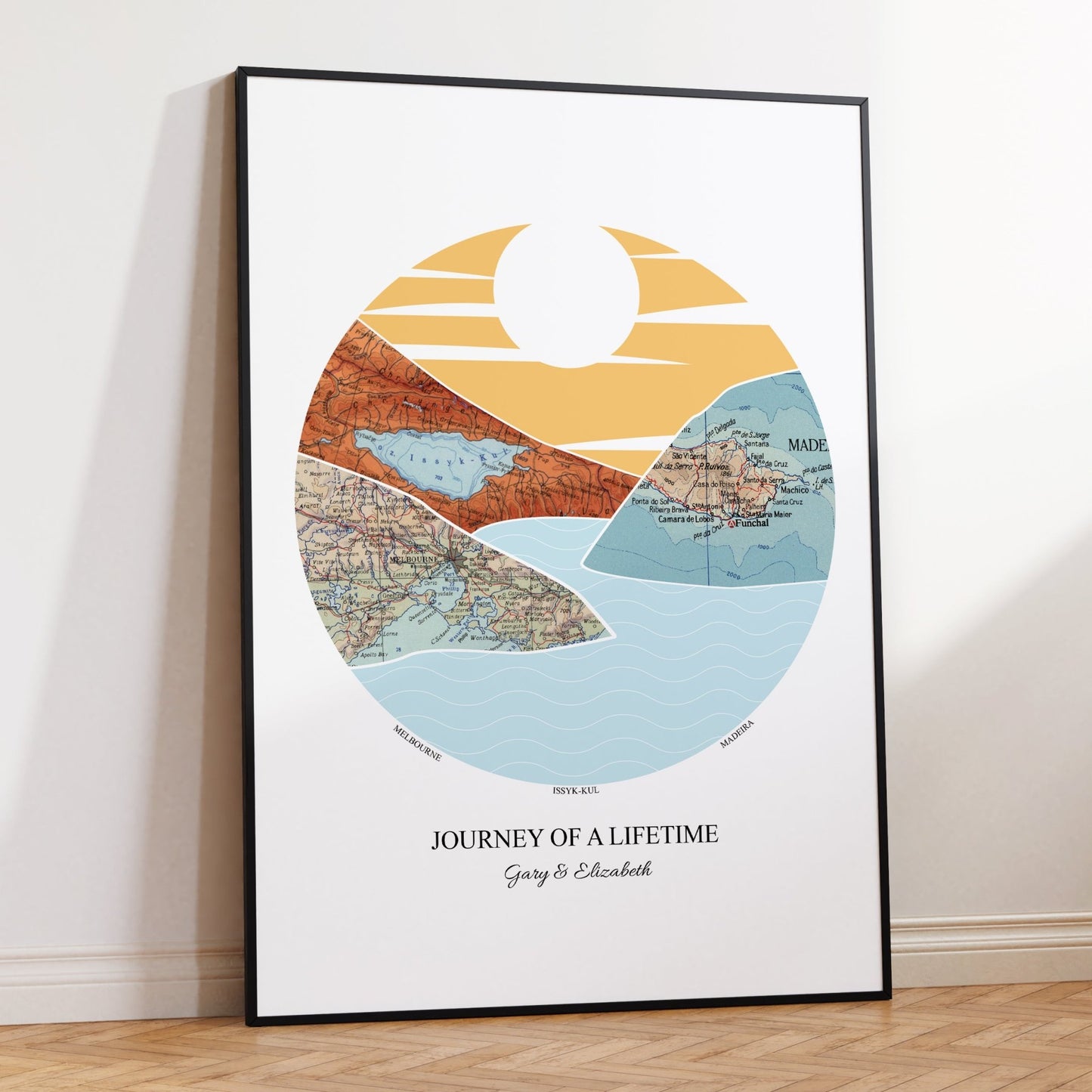 Personalised Travel Map Mountain Print (Bold) - Magic Posters