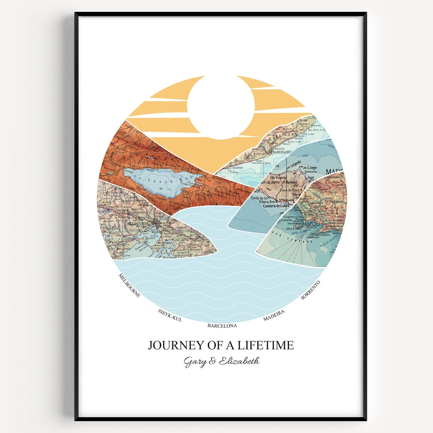 Personalised Travel Map Mountain Print (Bold) - Magic Posters