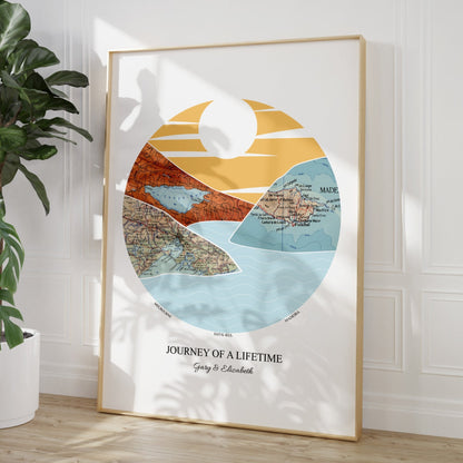 Personalised Travel Map Mountain Print (Bold) - Magic Posters