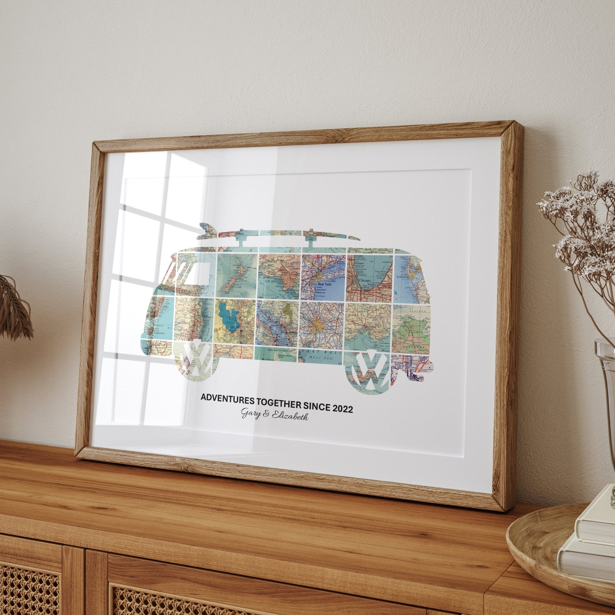 Personalised Travel Map Print (Camper Van) - Magic Posters