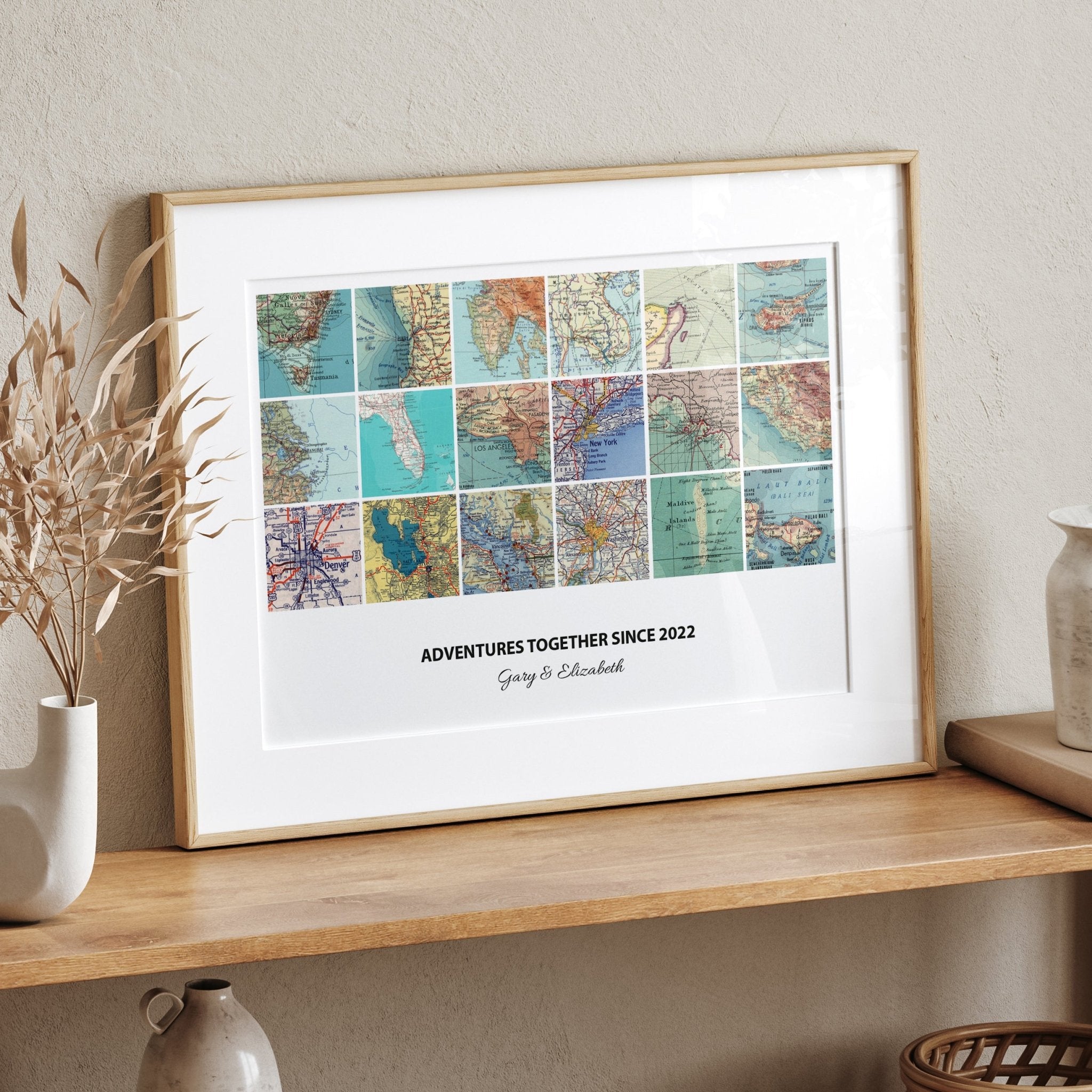 Personalised Travel Map Print (Landscape Square Modern) - Magic Posters