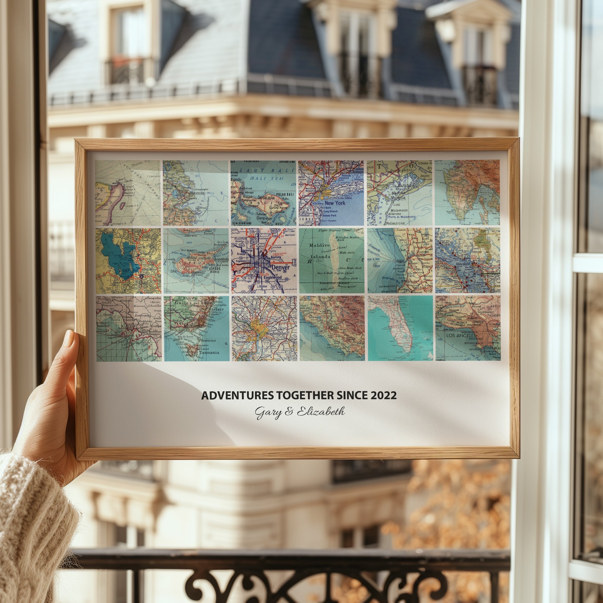 Personalised Travel Map Print (Landscape Square Modern) - Magic Posters