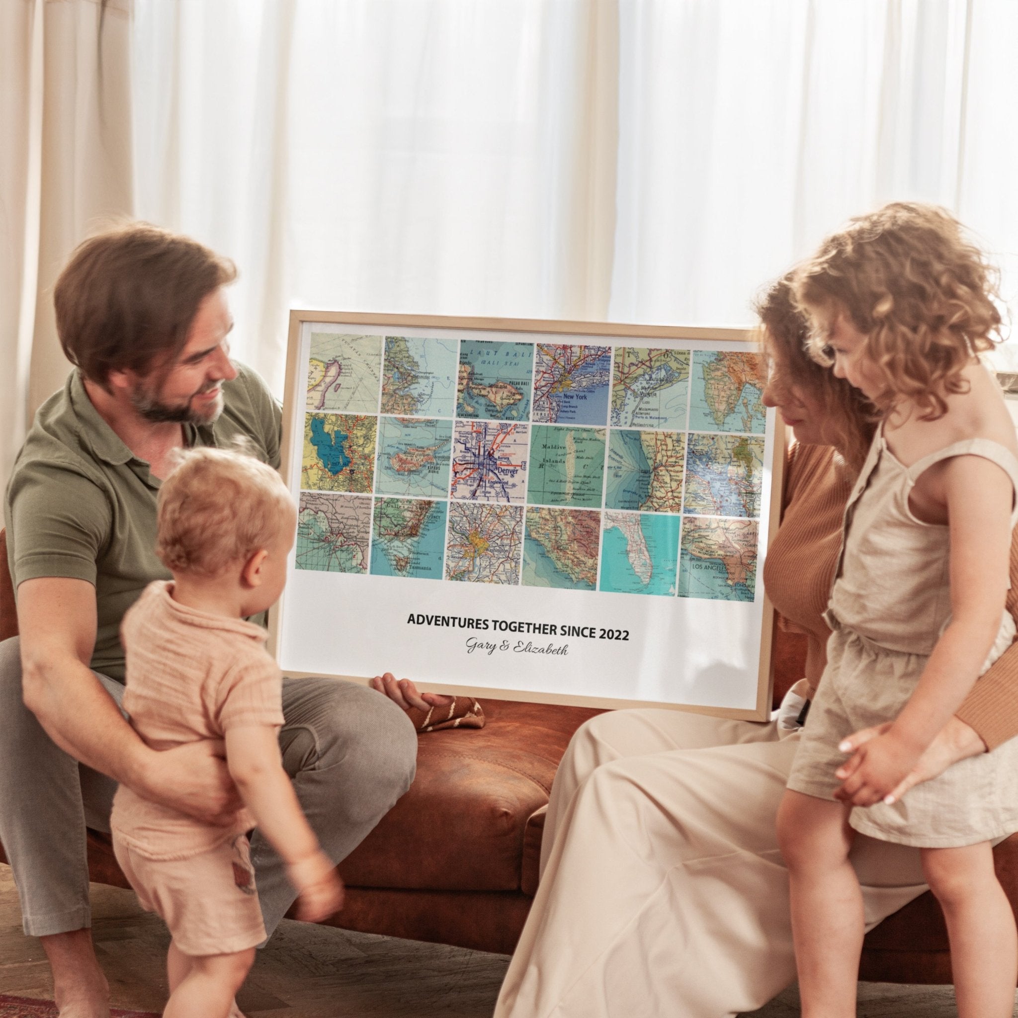 Personalised Travel Map Print (Landscape Square Modern) - Magic Posters