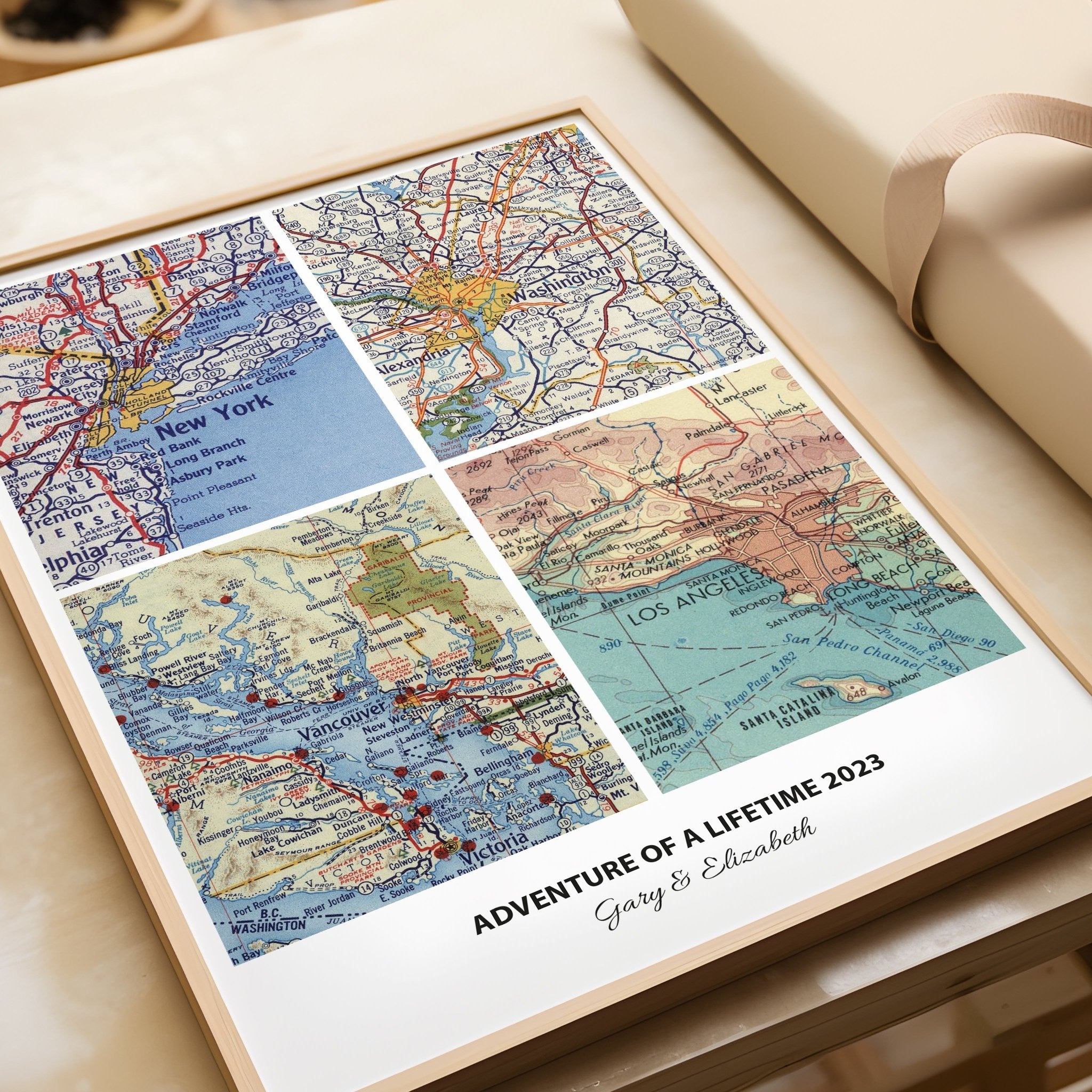 Personalised Travel Map Print (Square Modern) - Magic Posters