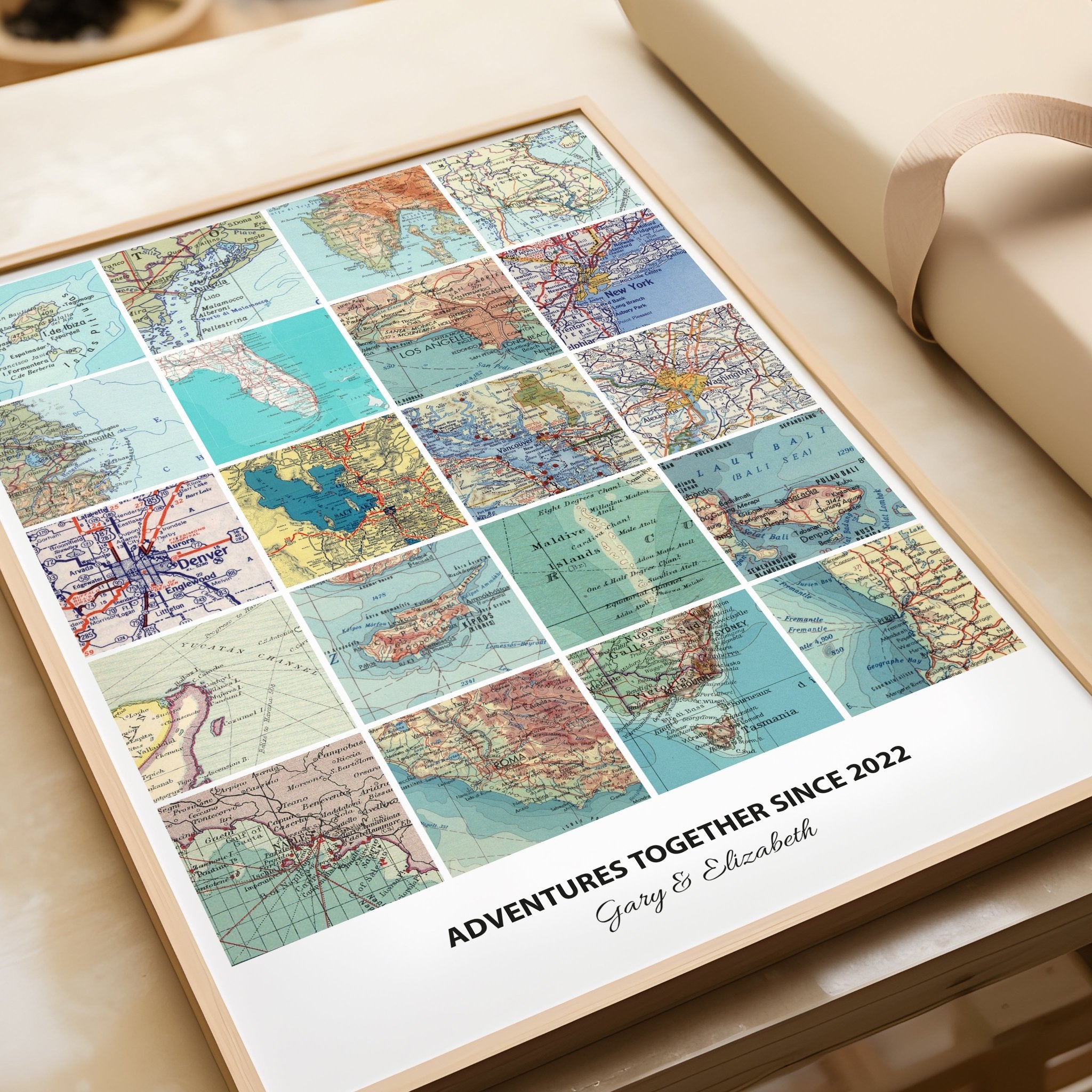 Personalised Travel Map Print (Square Modern) - Magic Posters