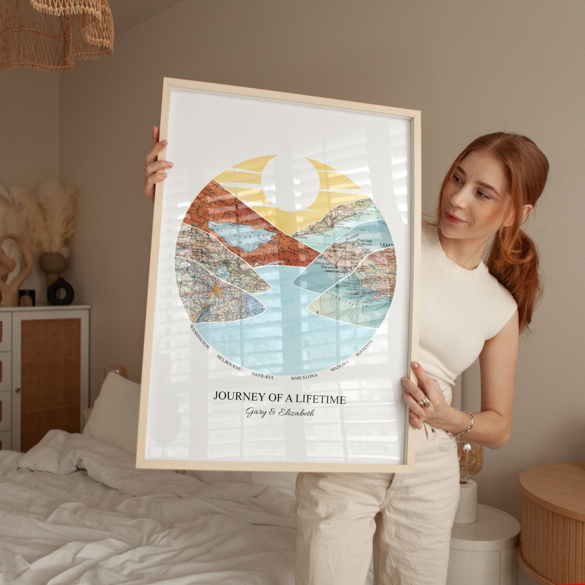 Personalised Watercolour Travel Map Mountain Print - Magic Posters