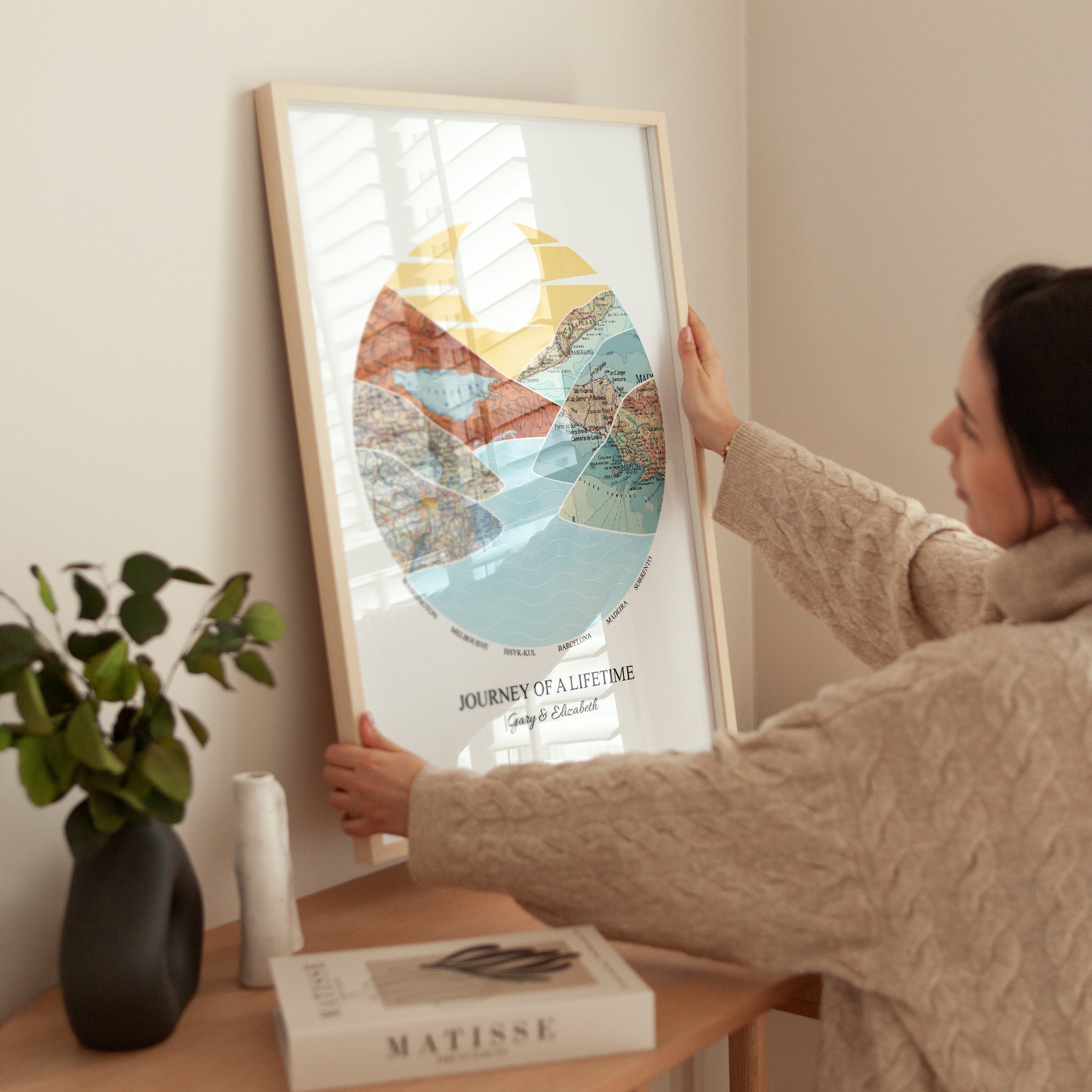 Personalised Watercolour Travel Map Mountain Print - Magic Posters